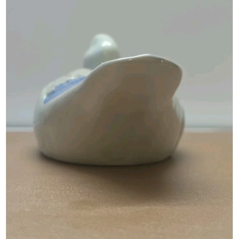 Rare Vintage Glazed Ceramic Blue & White Duck Waterfowl Figurine